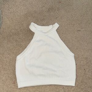 Aerie White Ribbed Crop Top